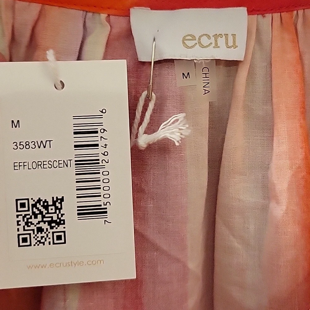 NWT ECRU Winslet Puff Sleeve Blouse Top in Efflorescent Vertical Stripes - M - Picture 6 of 9